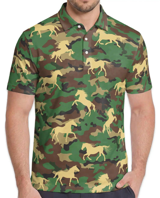 Camouflage Horse Polo Shirt – Military Camo Print | Netecom