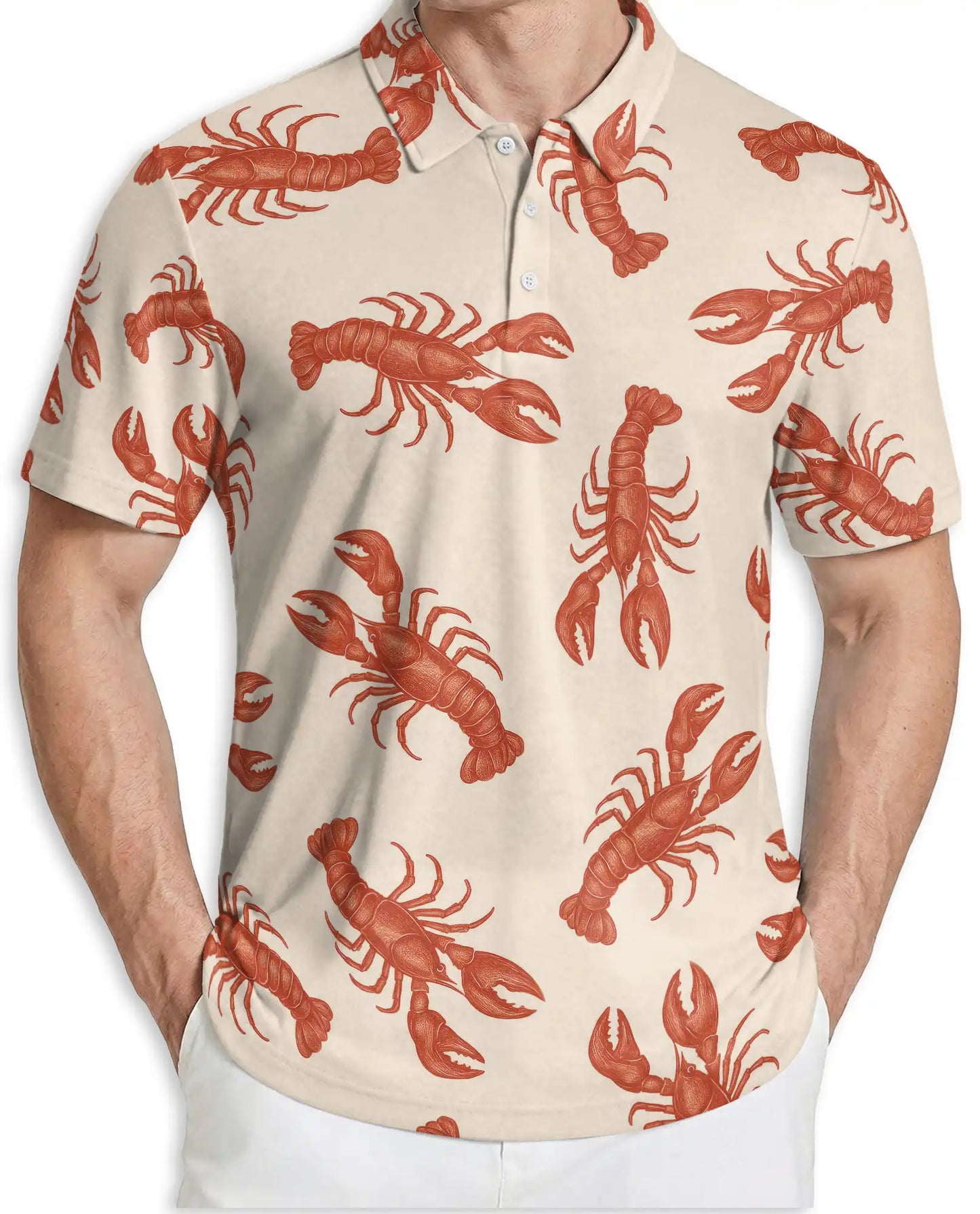 Lobster Beach 3D Polo Shirt for Men – Tropical Summer Style | Netecom