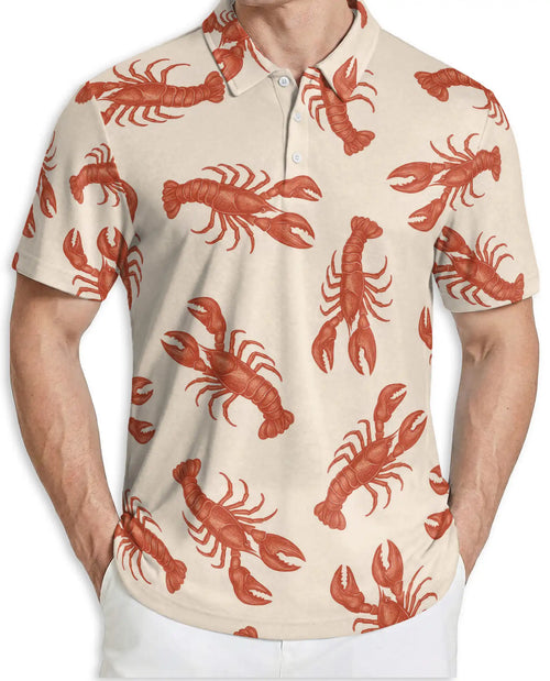Lobster Beach 3D Polo Shirt for Men – Tropical Summer Style | Netecom