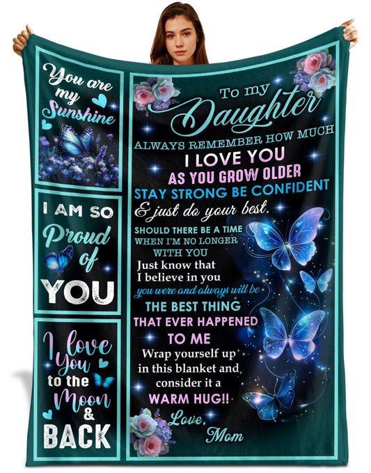 Netecom Personalized To My Daughter Blanket from Dad and Mom, Galaxy Butterfly Throw Blanket for Couch, Bed or Sofa, Ultra Soft Warm, Birthday, Christmas, or Graduation Gift for Daughter
