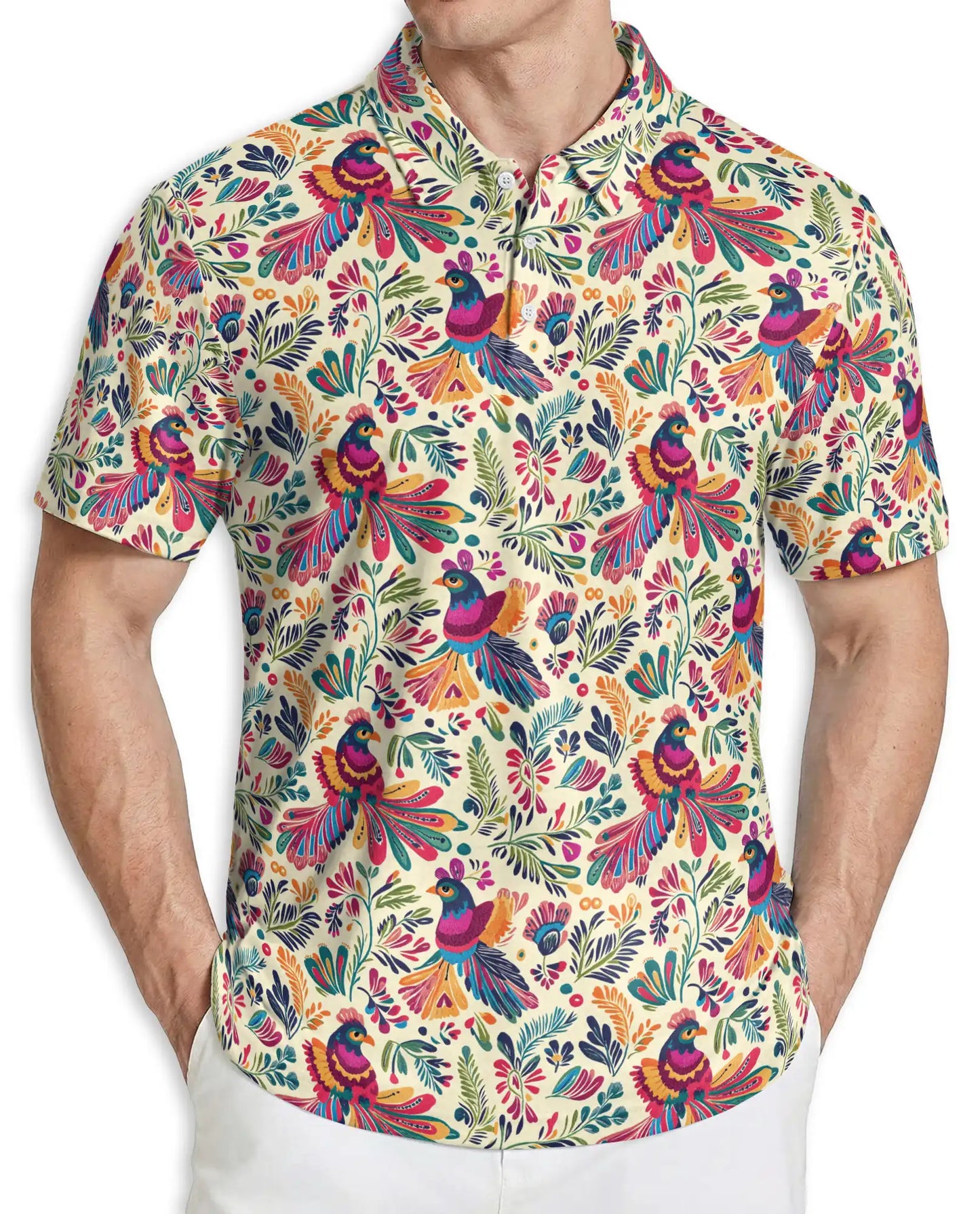 Colorful Bird Floral Polo Shirt – Tropical Pattern | Netecom