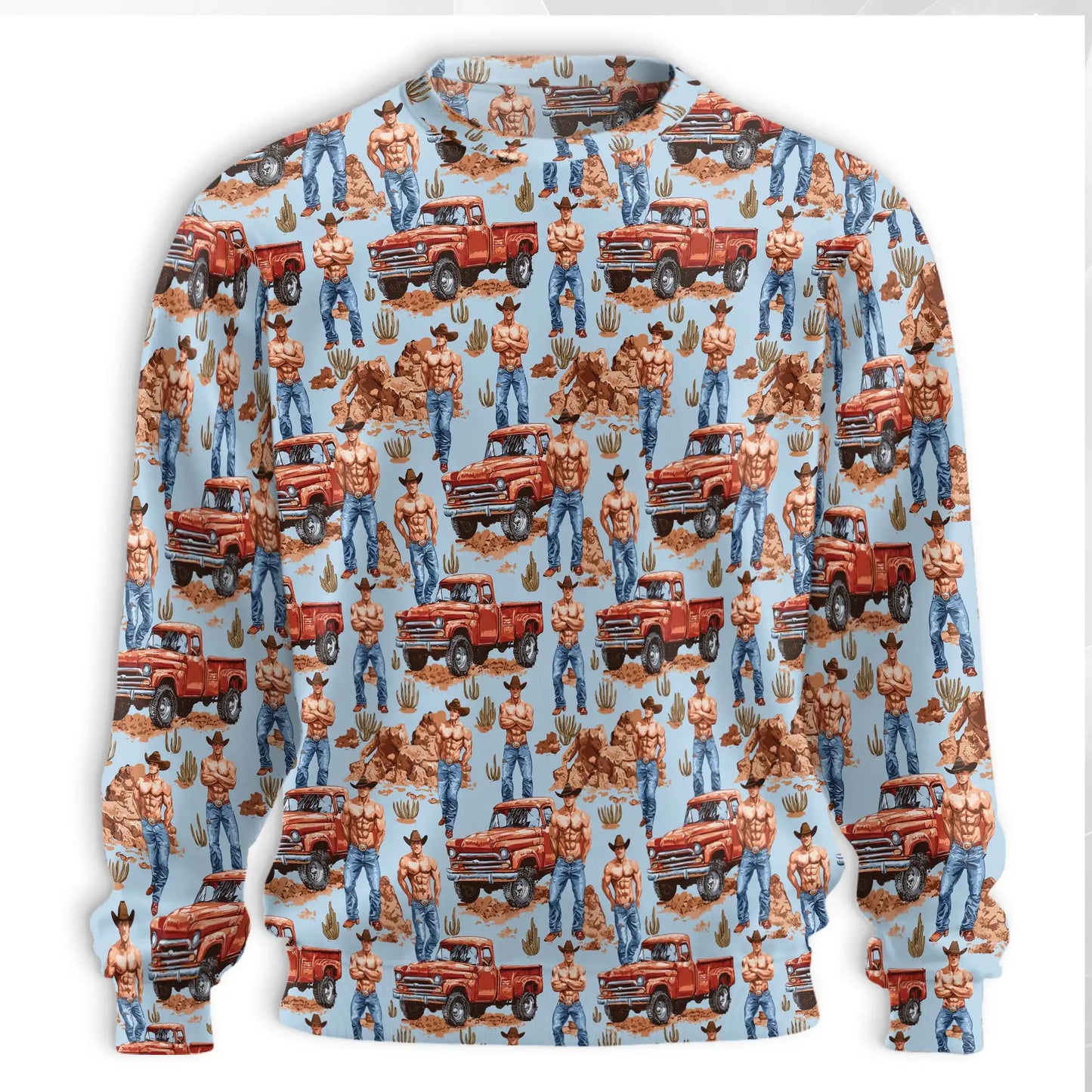 Vintage Cowboy Sweatshirt, 3D All Over Print Western Cowboy Crewneck Pullover for Men Women, Rodeo Country Lover Gift - Netecom