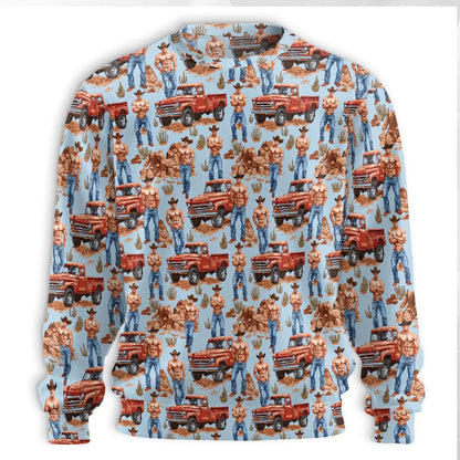 Vintage Cowboy Sweatshirt, 3D All Over Print Western Cowboy Crewneck Pullover for Men Women, Rodeo Country Lover Gift - Netecom