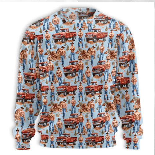 Vintage Cowboy Sweatshirt, 3D All Over Print Western Cowboy Crewneck Pullover for Men Women, Rodeo Country Lover Gift - Netecom