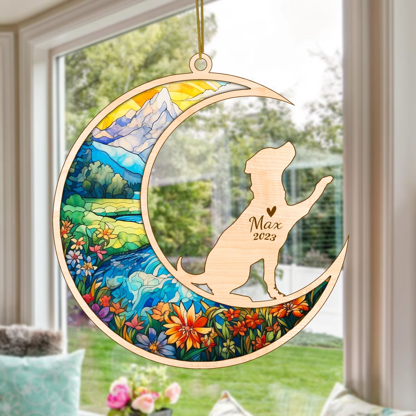 Netecom Rottweiler Dog Memorial Suncatcher, Personalized Rottie Dog Christmas Ornament with Name Date, Dog Death Sympathy Gift for Pet Loss Sun Catchers, Dog Grief Gift, Bereavement Gifts for Loss of Pet