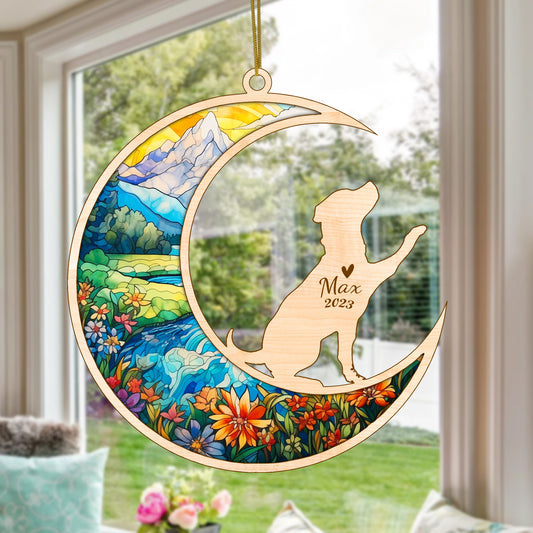 Netecom Rottweiler Dog Memorial Suncatcher, Personalized Rottie Dog Christmas Ornament with Name Date, Dog Death Sympathy Gift for Pet Loss Sun Catchers, Dog Grief Gift, Bereavement Gifts for Loss of Pet