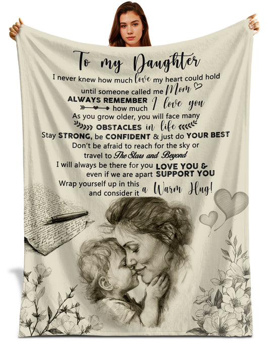 Netecom Personalized To My Daughter Blanket from Mom, Ultra Soft Warm Throw Blanket for Couch, Bed or Sofa, Birthday Gifts for Daughter, Present for Christmas, Graduation, Anniversary
