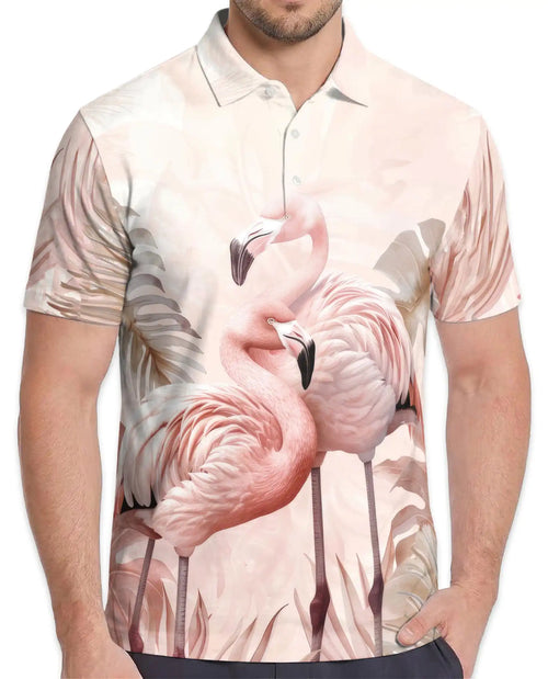 Pink Flamingo 3D Printed Polo Shirt for Men – Summer Tropical Shirt | Netecom