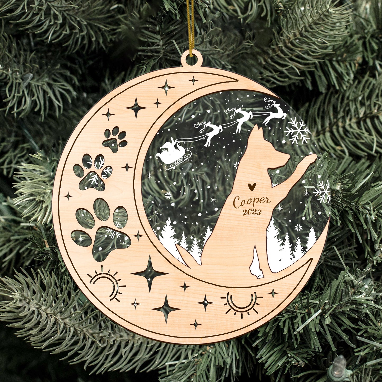 Netecom German Shepherd Dog Memorial Suncatcher, Personalized German Shepherd Christmas Ornament with Date Name Bereavement Gifts for Loss of Pet, Dog Death Sympathy Gifts for Pet Loss Sun Catchers