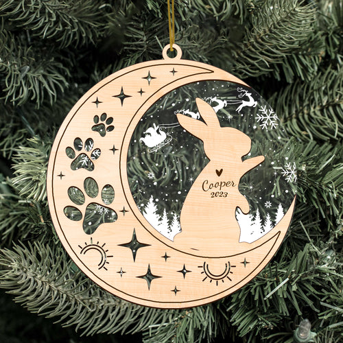 Netecom Rabbit Memorial Suncatcher, Personalized Rabbit Christmas Ornament with Date Name, Bereavement Gifts for Loss of Bunny, Rabbit Death Sympathy Gifts Pet Loss Sun Catchers, Rabbit Grief Gift