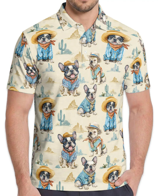 French Bulldog Cowboy Polo Shirt - Western Desert Dog Style | Netecom