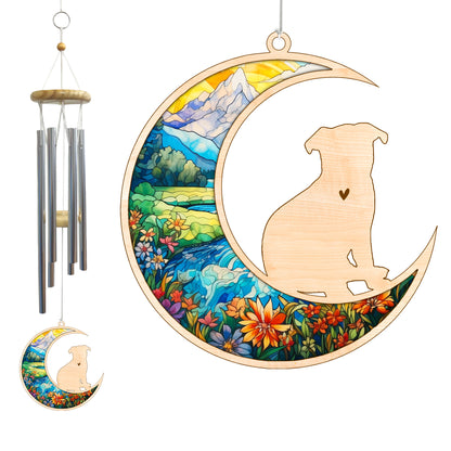 Netecom Pug Dog Wind Chimes Memorial, Personalized Pet Memorial Wind Chimes for Dog Suncatcher, Dog Loss Memorial Ornament, Loss of Pet Sympathy Gift, Remembrance Windchime Outside Garden Decor