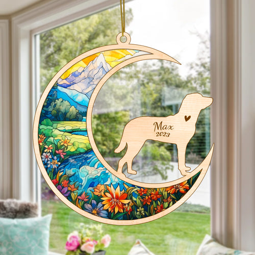 Netecom Chesapeake Bay Retriever Dog Memorial Suncatcher, Personalized Dog Christmas Ornament, Bereavement Gifts for Loss of Pet, Dog Grief Gift, Dog Death Sympathy Gift Pet Loss Sun Catchers