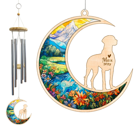 Netecom Vizsla Dog Wind Chimes Memorial, Personalized Pet Memorial Wind Chimes for Dog Suncatcher, Dog Loss Memorial Ornament, Loss of Pet Sympathy Gift, Remembrance Windchime Outside Garden Decor