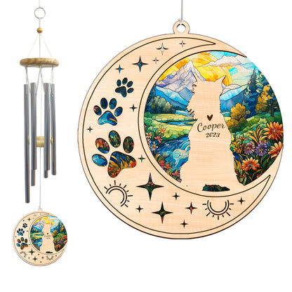 Netecom Schnauzer Dog Wind Chimes Memorial, Personalized Pet Memorial Windchime for Dog Suncatcher, Dog Loss Memorial Ornament, Loss of Pet Remembrance Gift, Sympathy Pet Wind Chimes Outdoor Garden