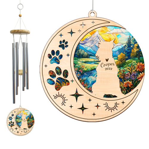 Netecom Schnauzer Dog Wind Chimes Memorial, Personalized Pet Memorial Windchime for Dog Suncatcher, Dog Loss Memorial Ornament, Loss of Pet Remembrance Gift, Sympathy Pet Wind Chimes Outdoor Garden