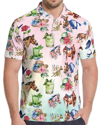 Horse Racing Cocktail Polo Shirt for Men – Equestrian Party Style | Netecom