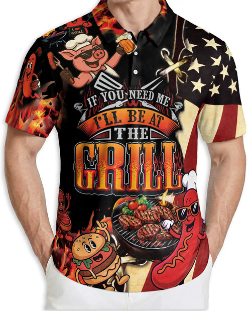 BBQ Grill Party Polo Shirt for Men – Fun Food & American Style | Netecom