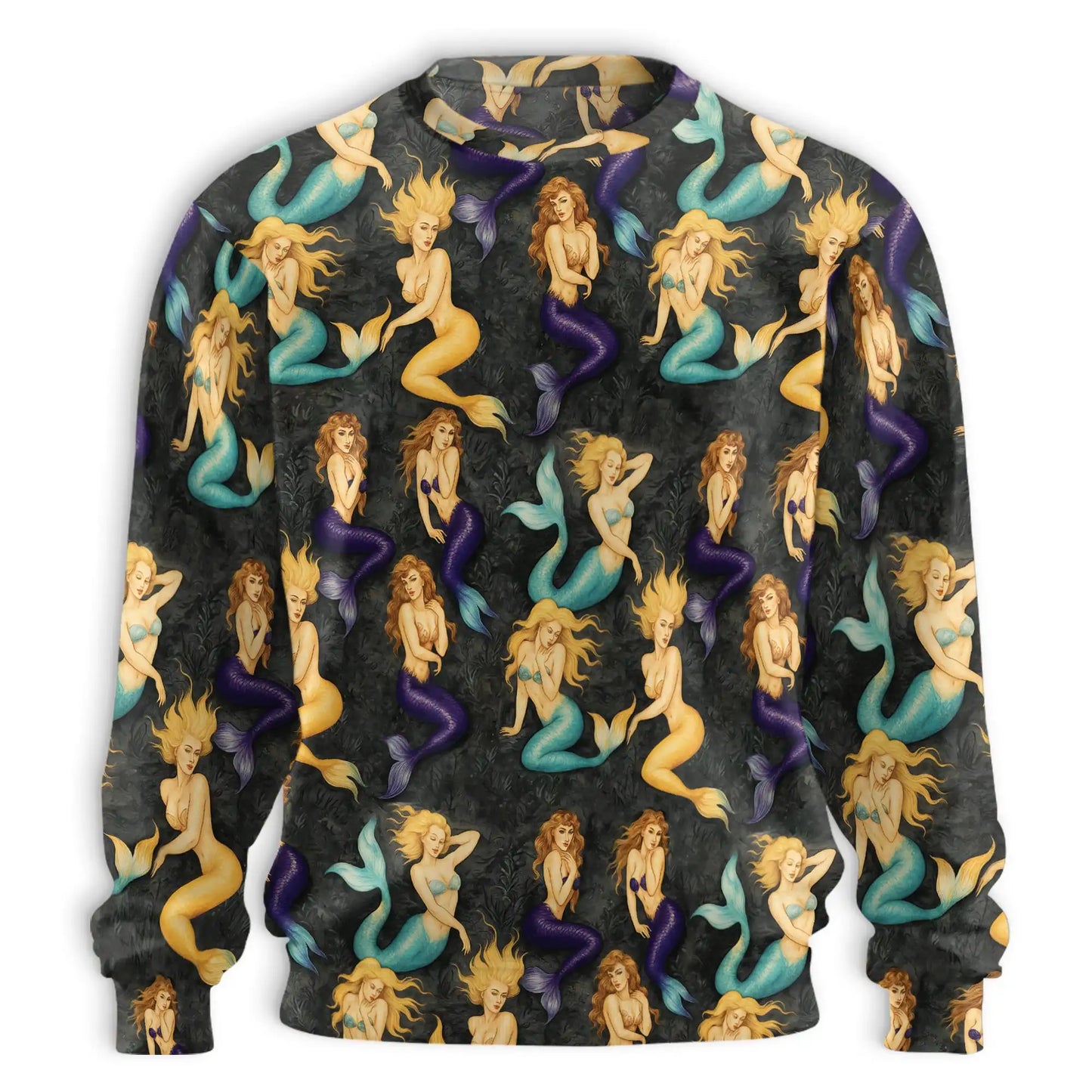 All Over Print Vintage Mermaid Sweatshirt, 3D All Over Print Retro Ocean Fantasy Crewneck Pullover for Men Women, Mermaid Lover Gift - Netecom
