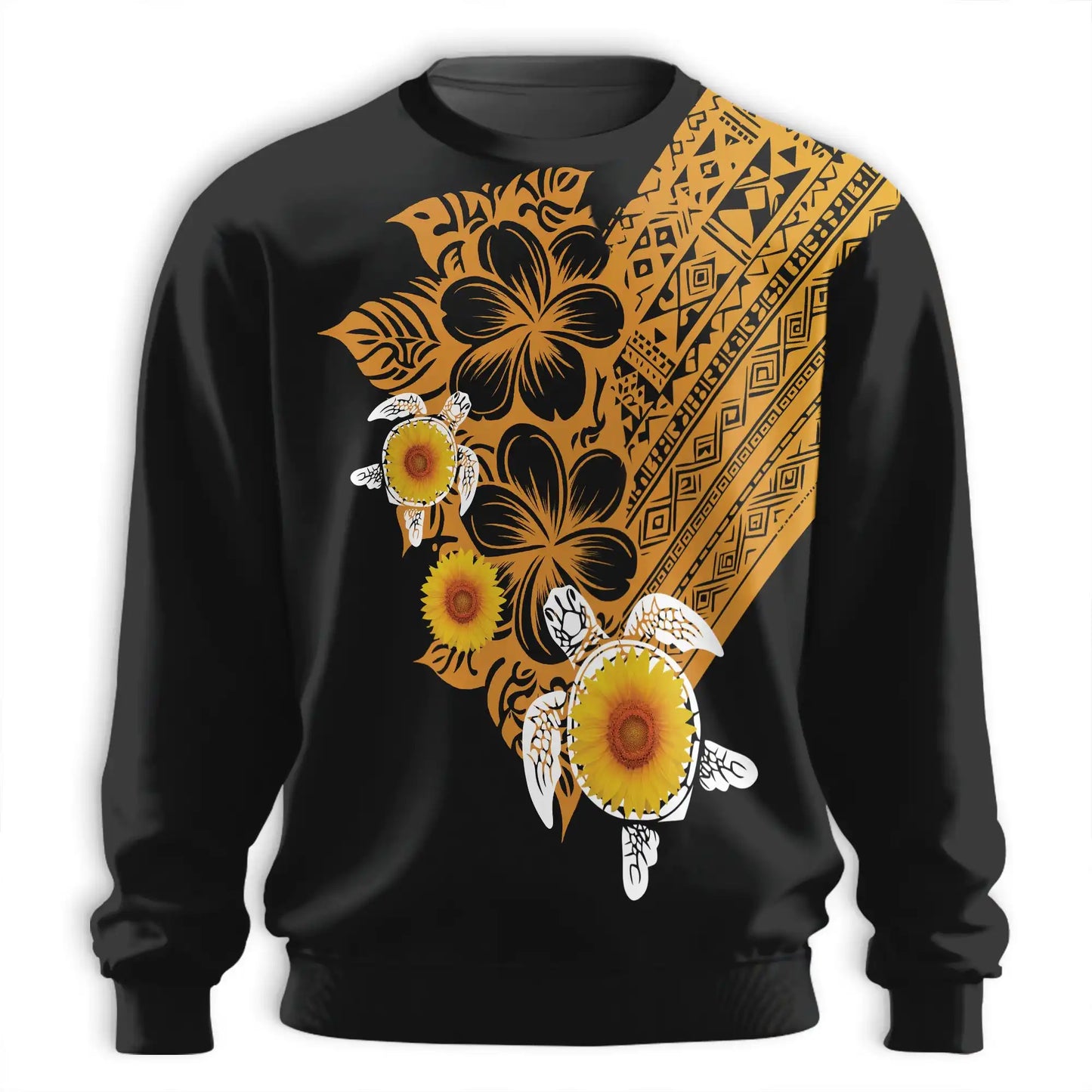 Polynesian Sea Turtle Sweatshirt, 3D All Over Print Tribal Turtle Crewneck Pullover for Men Women, Polynesian Ocean Lover Gift - Netecom