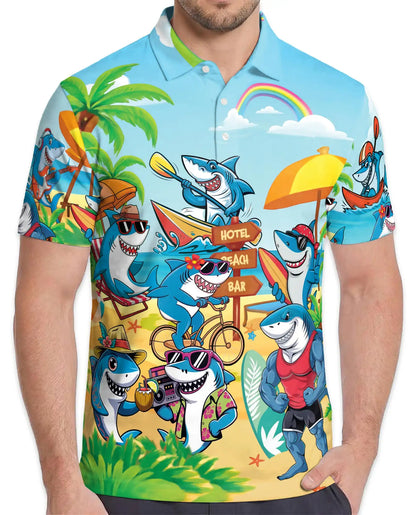 Beach Shark Polo Shirt for Men – Fun Vacation Style | Netecom