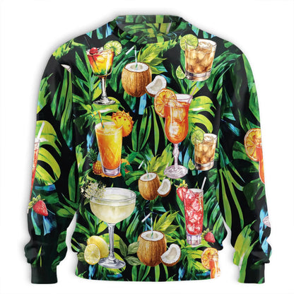 Cocktail and Fruit Summer Sweatshirt, 3D All Over Print Tropical Drink Crewneck Pullover for Men Women, Summer Lover Gift - Netecom