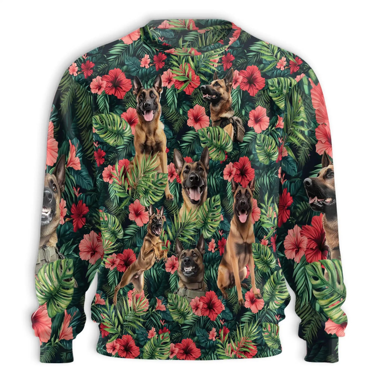 German Shepherd Tropical Sweatshirt, 3D All Over Print Beach Dog Crewneck Pullover for Men Women, German Shepherd Lover Gift - Netecom