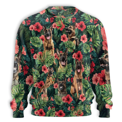 German Shepherd Tropical Sweatshirt, 3D All Over Print Beach Dog Crewneck Pullover for Men Women, German Shepherd Lover Gift - Netecom