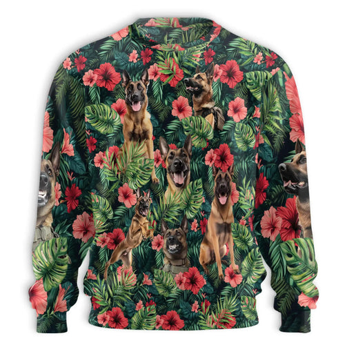 German Shepherd Tropical Sweatshirt, 3D All Over Print Beach Dog Crewneck Pullover for Men Women, German Shepherd Lover Gift - Netecom