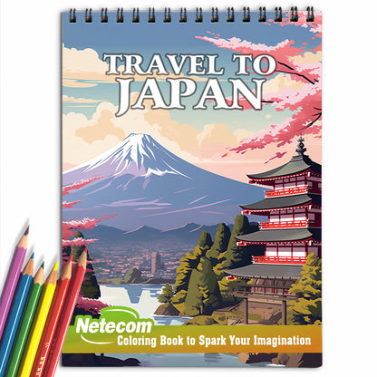 Travel to Japan Spiral Bound Coloring Book, Embark on a Journey to Japan with 30 Captivating Coloring Pages to Explore the Land of Tradition and Modernity