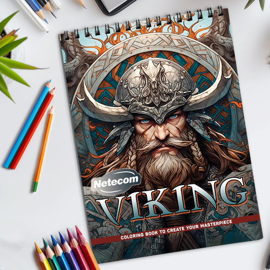 Viking Spiral Bound Coloring Book, Explore the World of Vikings, Ideal for History Buffs and Fans of Norse Mythology Seeking a Bold Art Adventure