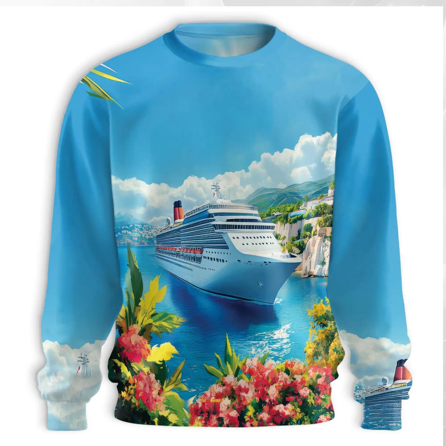 Cruise Ship Sweatshirt, 3D All Over Print Ocean Travel Crewneck Pullover for Men Women, Cruise Vacation Lover Gift - Netecom