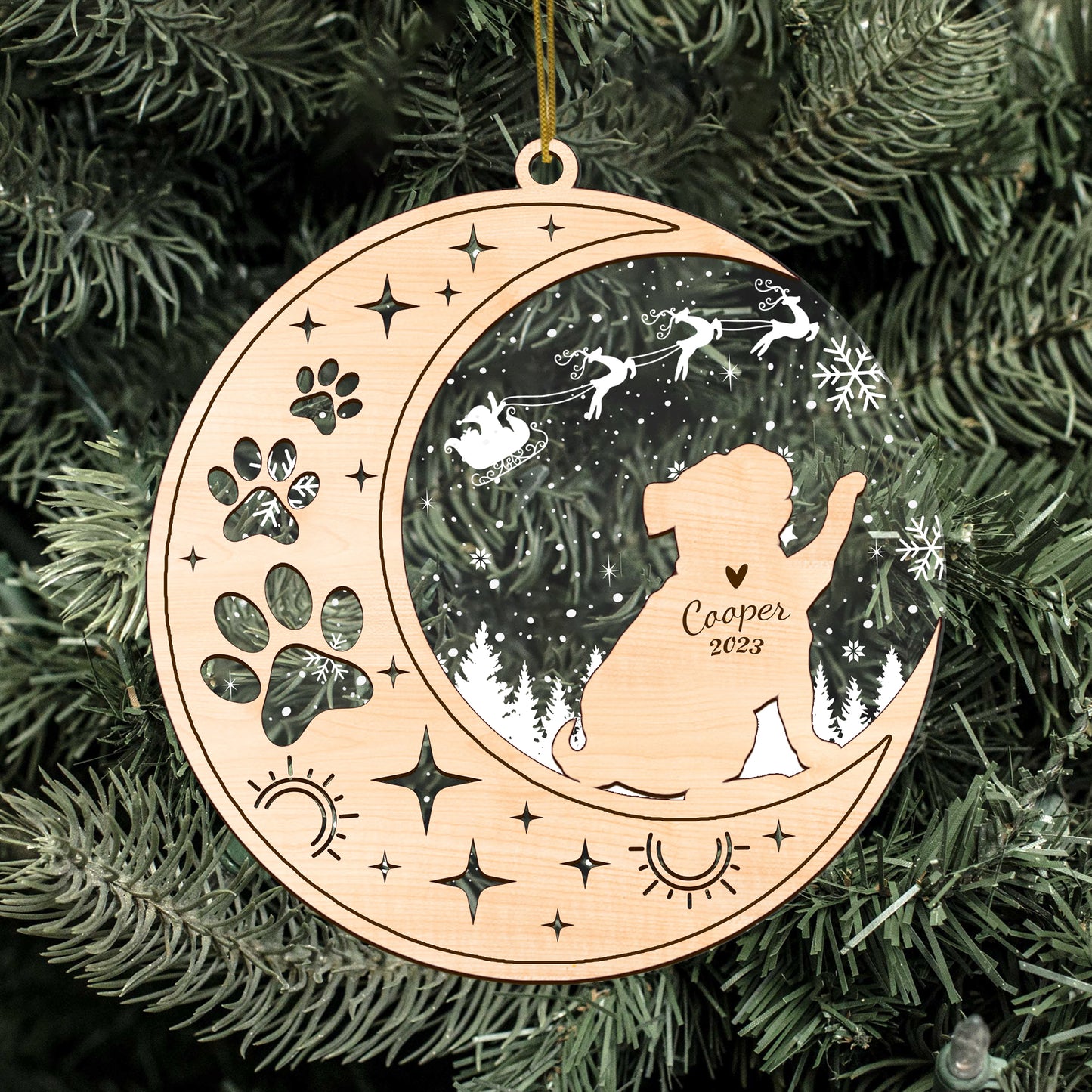 Netecom Pug Dog Memorial Suncatcher, Personalized Pug Christmas Ornament with Date Name, Bereavement Gifts for Loss of Pet, Dog Death Sympathy Gifts Pet Loss Sun Catchers, Dog Grief Gift