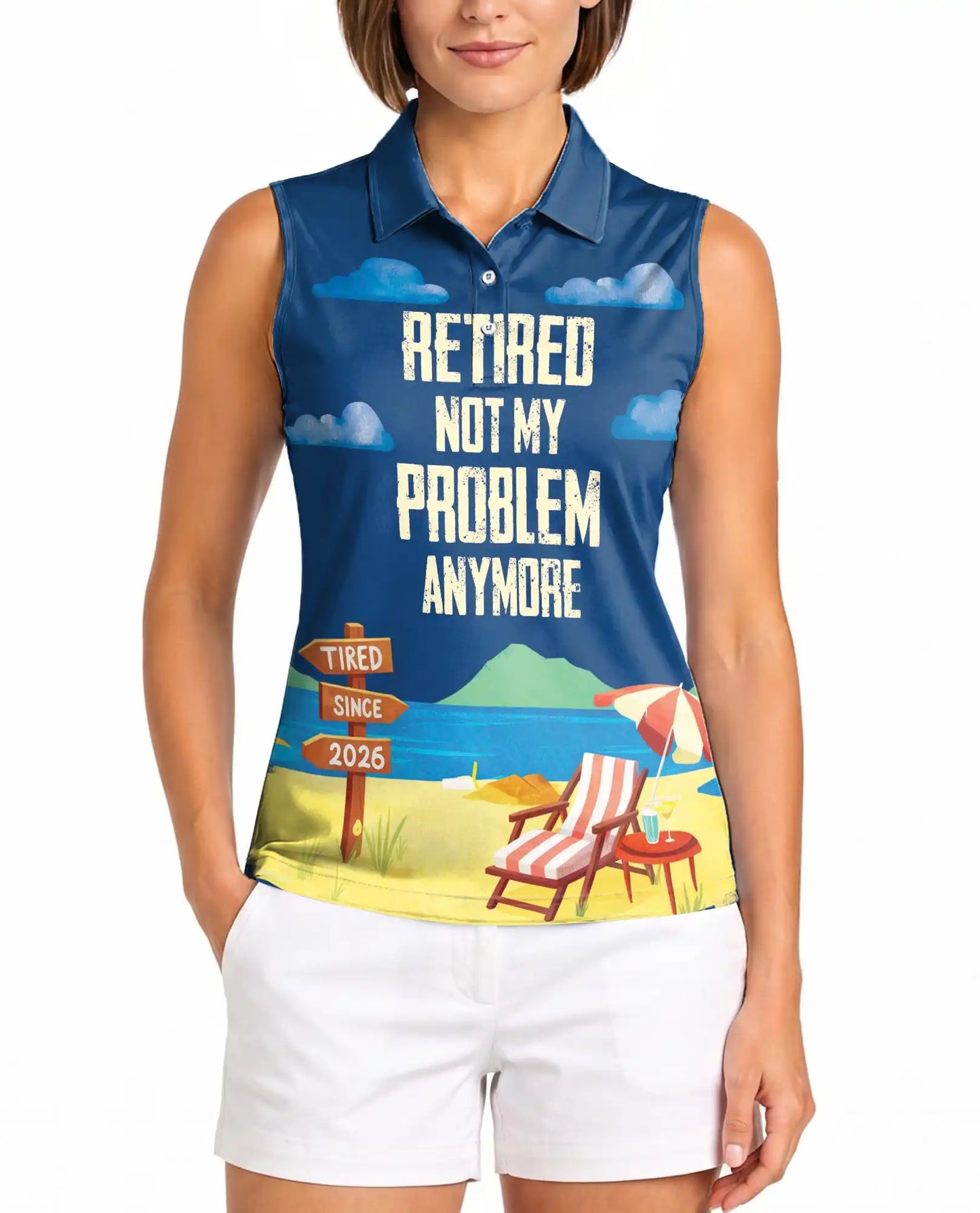 Tropical Beach Sleeveless Polo Shirt for Women – Island Summer Style | Netecom