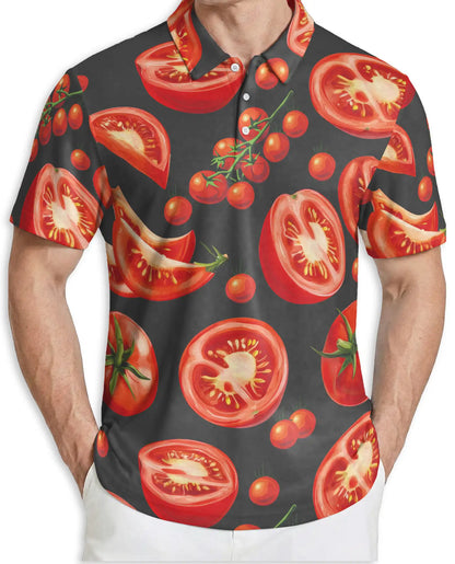 Tomato Slice 3D Polo Shirt for Men – Funny Food Lover Style | Netecom