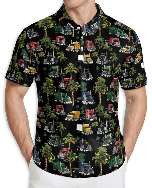 Truck Pattern Hawaiian Polo Shirt | Netecom