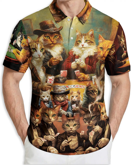 Cowboy Cat Polo Shirt – Playing Cards Western Print | Netecom