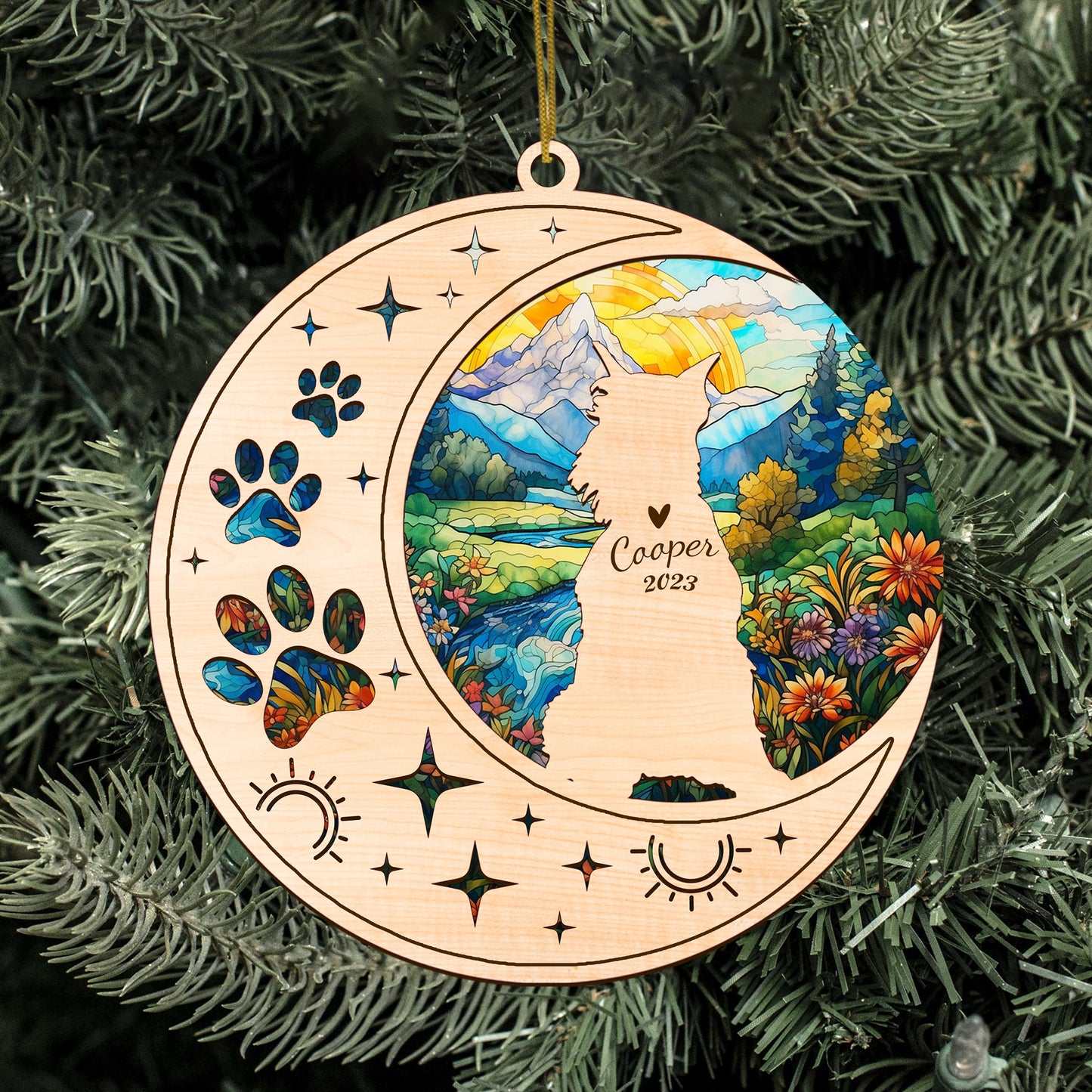 Netecom Schnauzer Dog Memorial Suncatcher, Personalized Schnauzer Christmas Ornament with Name Date, Bereavement Gifts for Loss of Pet, Dog Death Sympathy Gift Pet Loss Sun Catchers, Dog Grief Gift