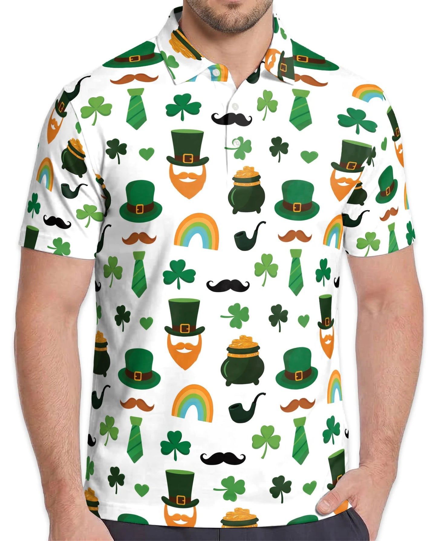 St. Patrick's Day Pattern Polo Shirt for Men – Irish Festival Style | Netecom