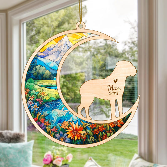 Netecom Bullmastiff Dog Memorial Suncatcher, Personalized Bullmastiff Christmas Ornament with Name Date, Bereavement Gifts for Loss of Pet, Dog Grief Gift, Dog Death Sympathy Gift Pet Loss Sun Catchers