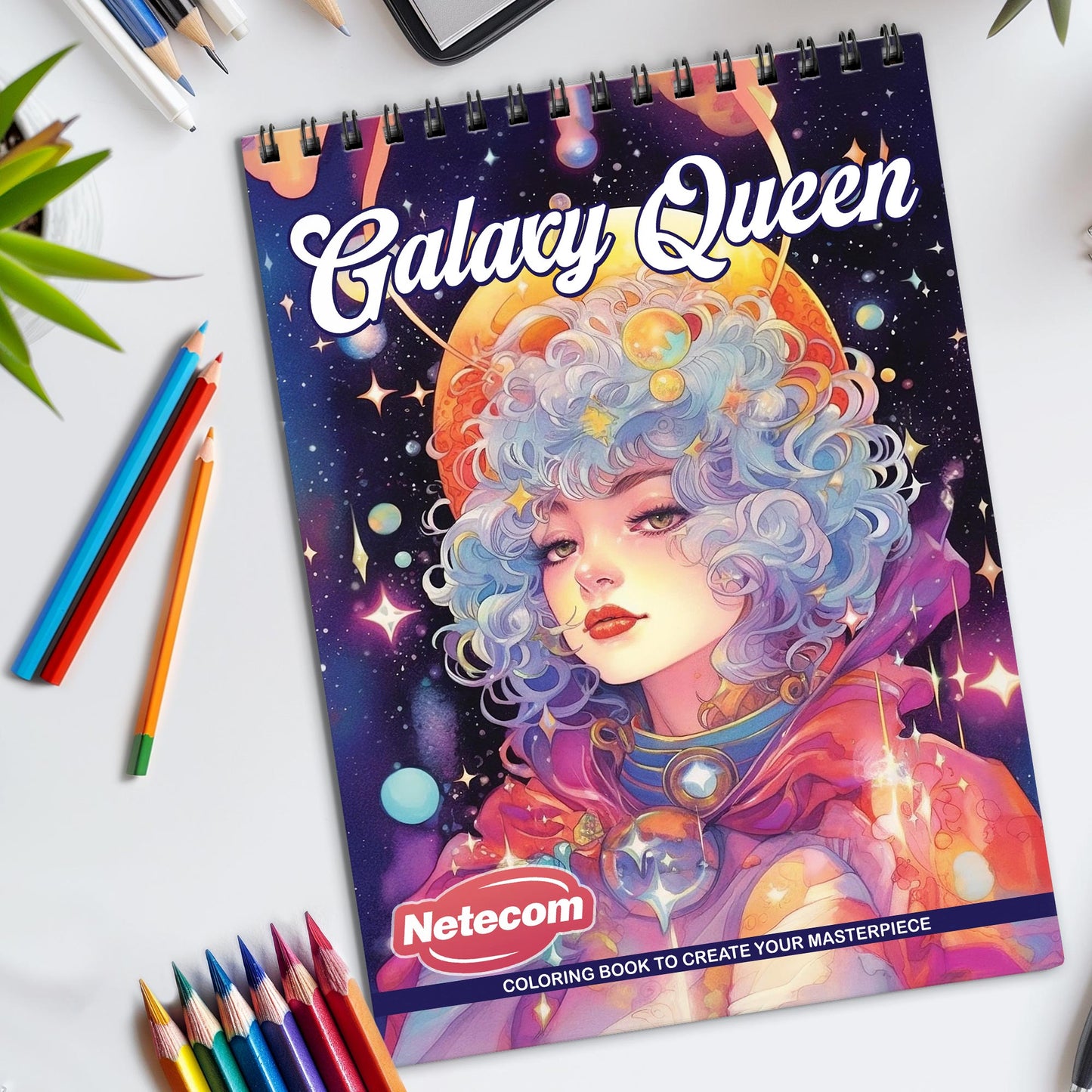 Galaxy Queen Spiral Bound Coloring Book, Cosmic Galaxy Queen Scenes for a Stellar and Majestic Art Adventure, Great for Fans of Space and Fantasy