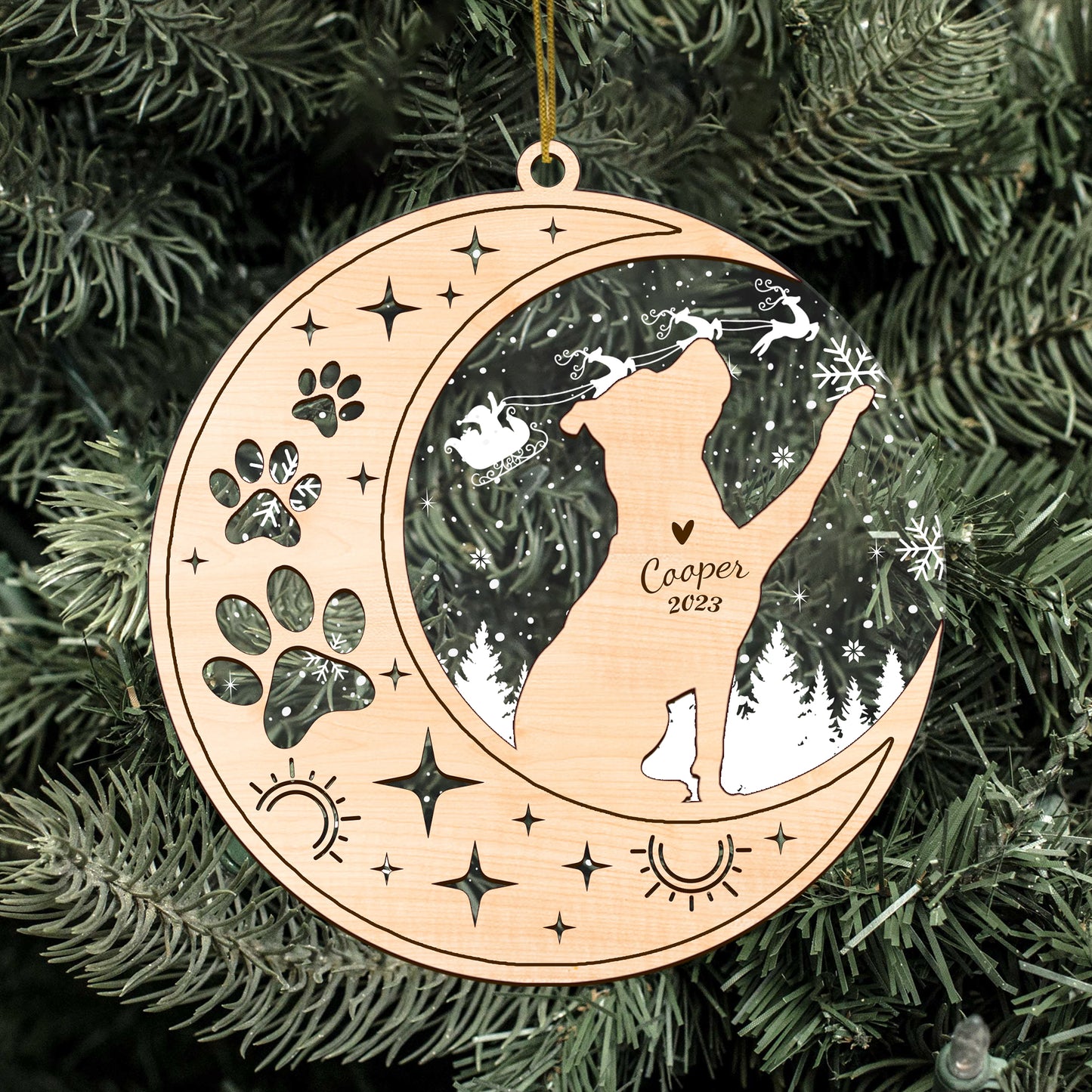 Netecom Pitbull Dog Memorial Suncatcher, Personalized Pit bull Christmas Ornament with Date Name, Bereavement Gifts for Loss of Pet, Dog Death Sympathy Gifts Pet Loss Sun Catchers, Dog Grief Gift