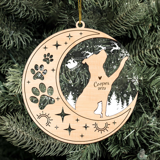Netecom Pitbull Dog Memorial Suncatcher, Personalized Pit bull Christmas Ornament with Date Name, Bereavement Gifts for Loss of Pet, Dog Death Sympathy Gifts Pet Loss Sun Catchers, Dog Grief Gift