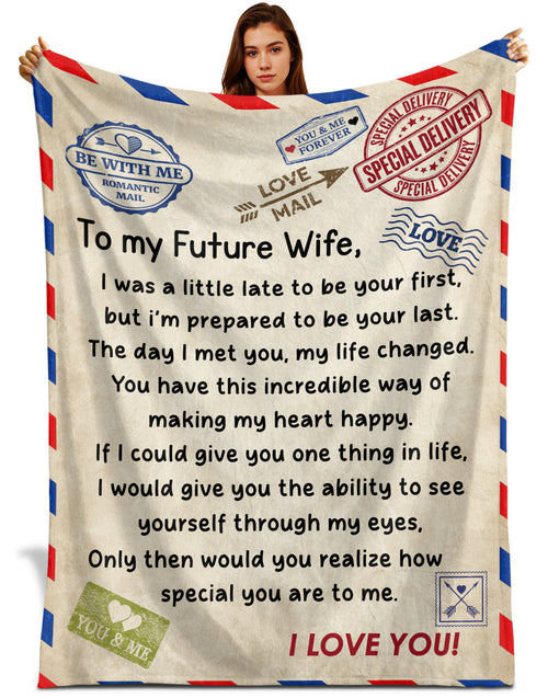 Netecom Personalized Romantic Love Letter To My Future Wife Blanket from Husband, Throw Blanket for Couch, Bed or Sofa, Gift for Girlfriend Fiancee, Wedding, Anniversary,  Birthday, Christmas