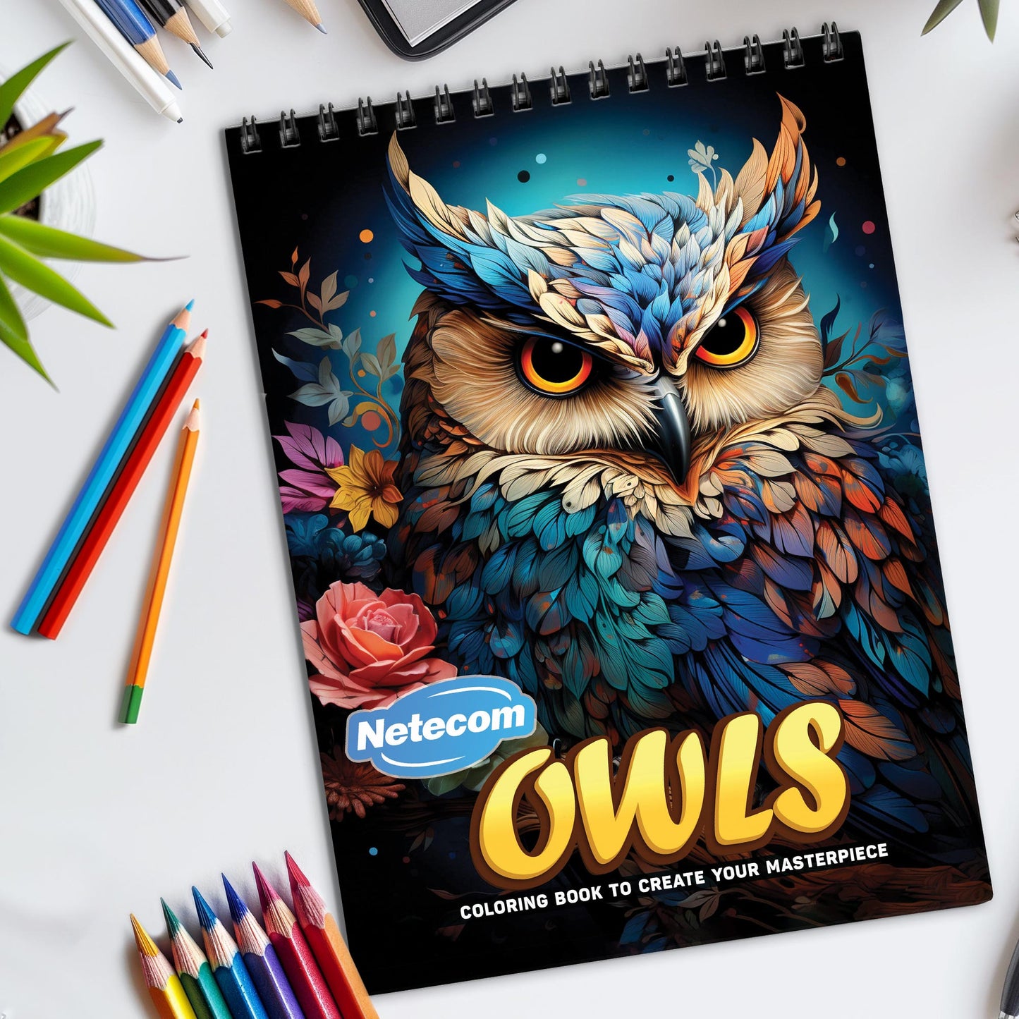 Owls Spiral Bound Adult Coloring Book