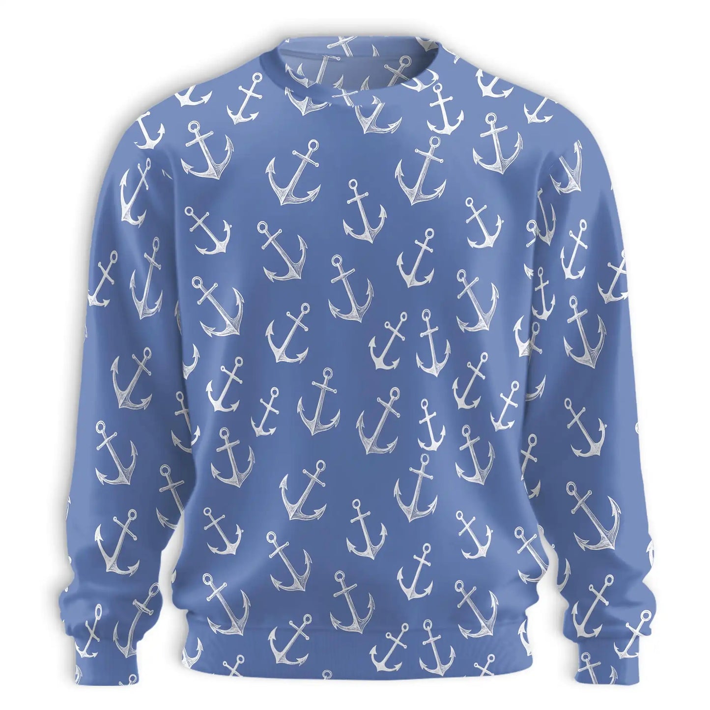 Sea Anchor Sweatshirt, 3D All Over Print Nautical Ocean Crewneck Pullover for Men Women, Anchor Lover Gift - Netecom
