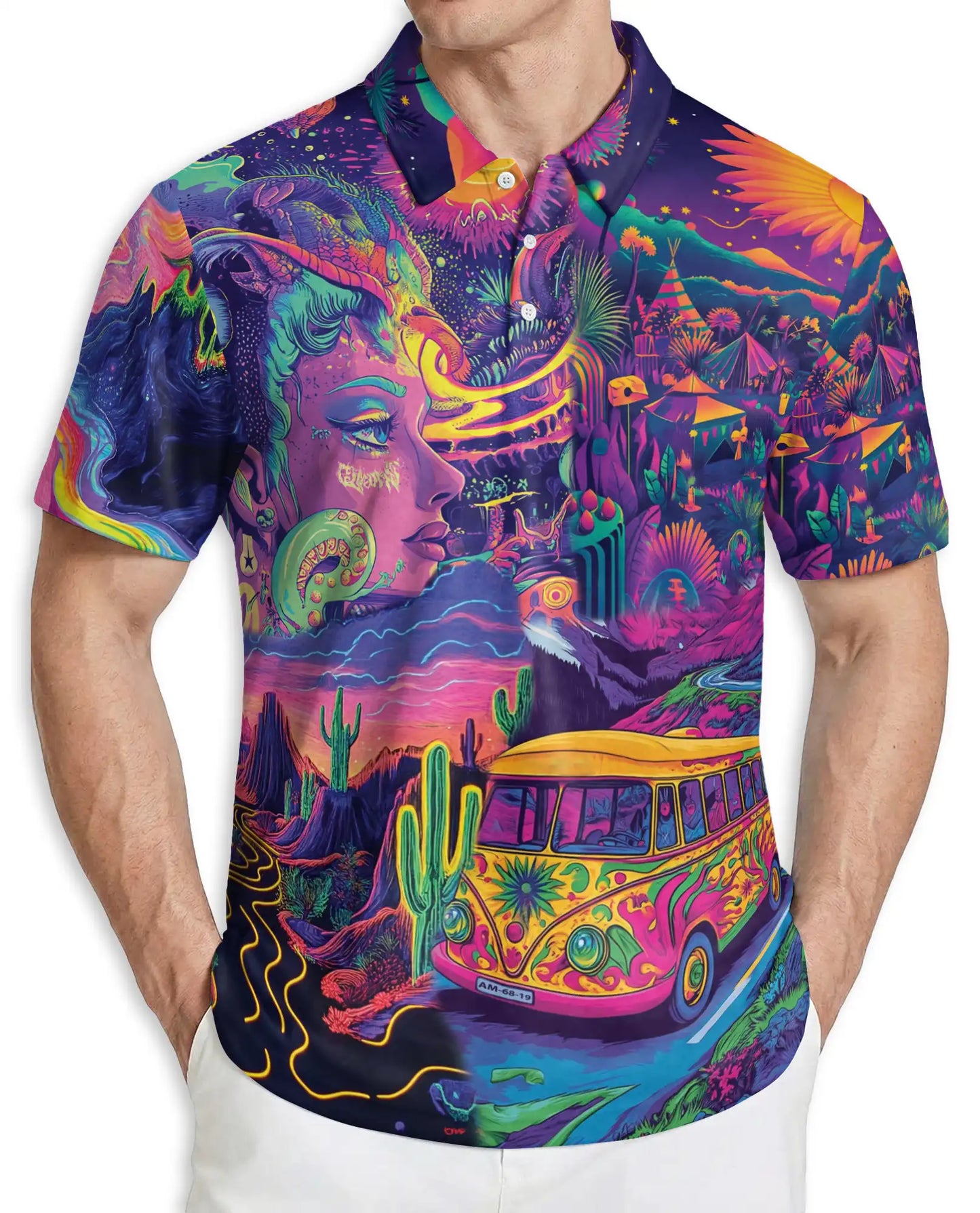 Psychedelic Hippie Van Polo Shirt | Netecom