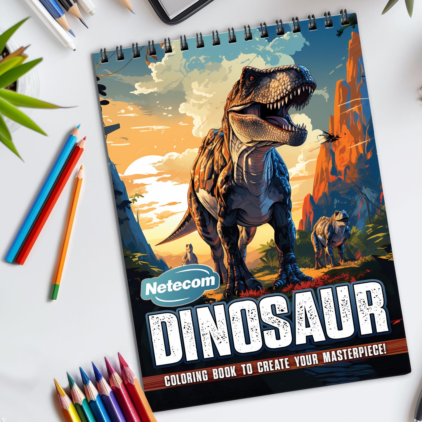 Dinosaur Spiral Bound Coloring Book, Prehistoric Dinosaurs for a Jurassic Art Adventure, Great for Dino Lovers and Aspiring Paleontologists