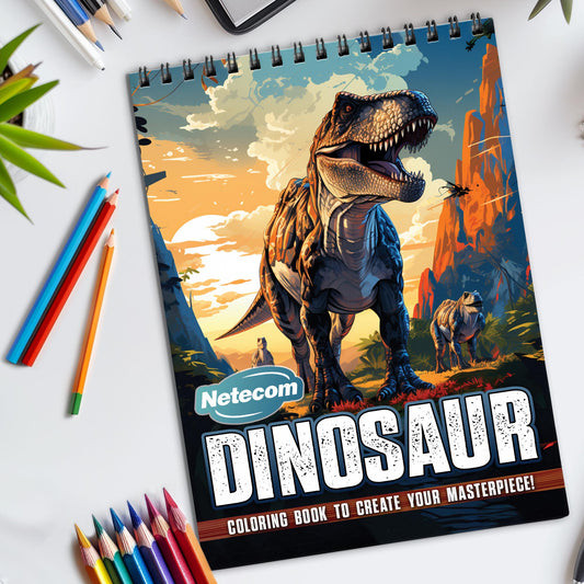 Dinosaur Spiral Bound Coloring Book, Prehistoric Dinosaurs for a Jurassic Art Adventure, Great for Dino Lovers and Aspiring Paleontologists