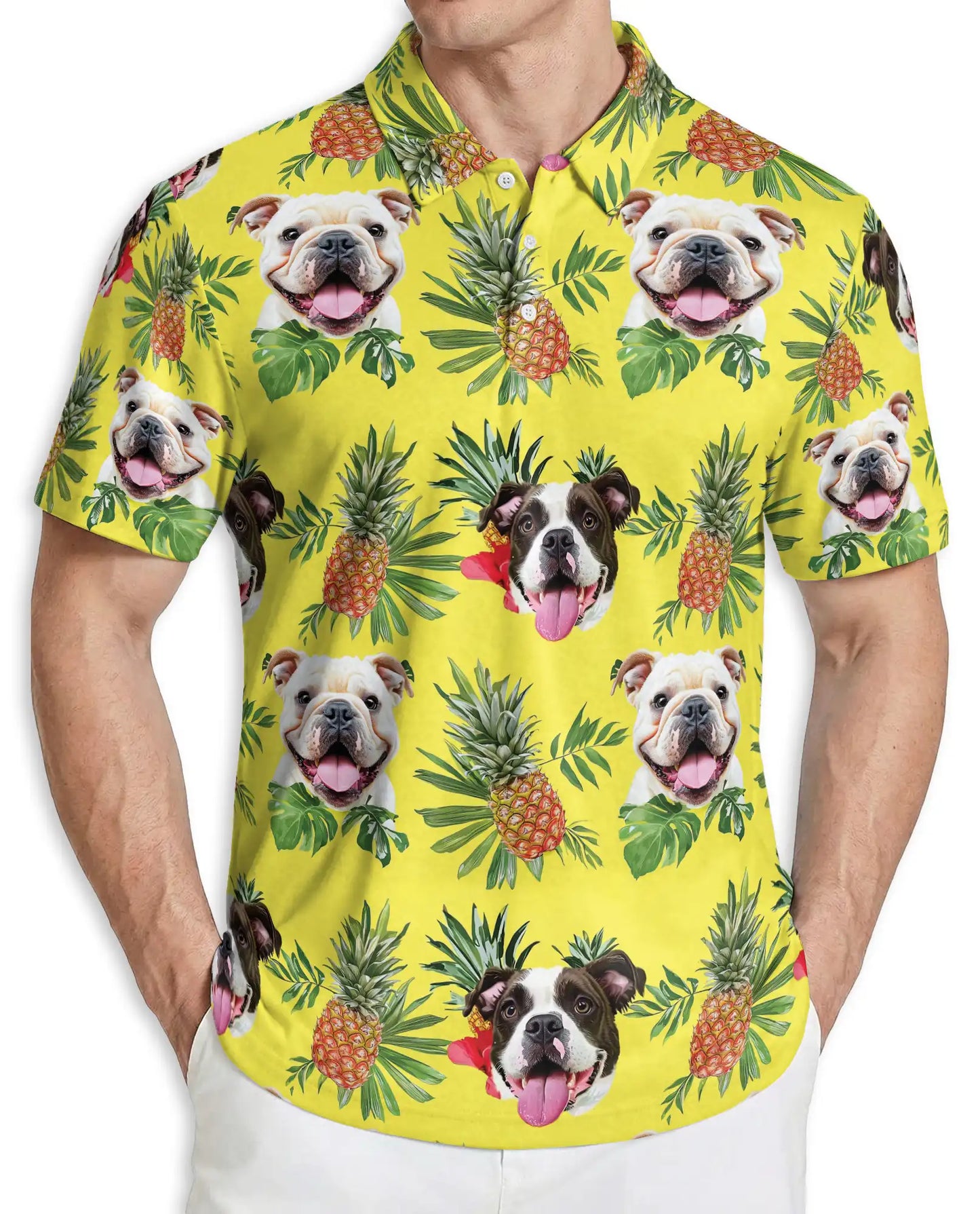 Bulldog Pineapple Hawaiian Polo Shirt | Netecom